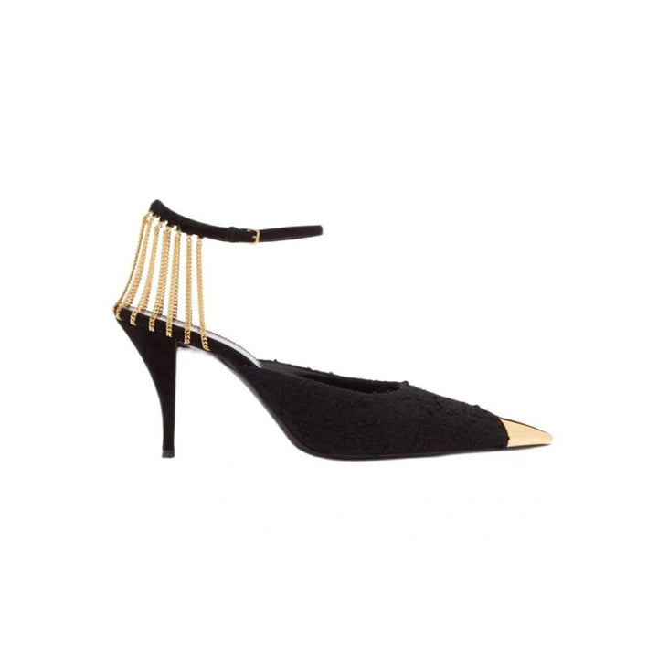 KENNA Metal Plated Chain Embellished Mid Heel Sandals - 6cm