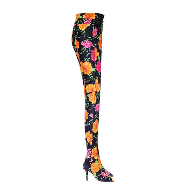 KEROL Printed Pointed Toe High Heel Boots