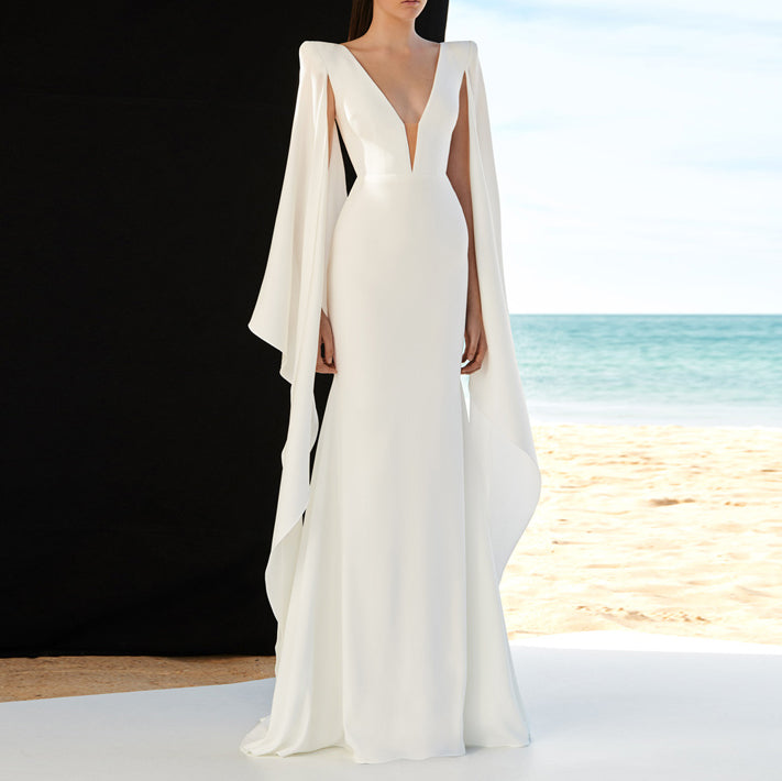 KIAHA Deep V Evening Dress Gown
