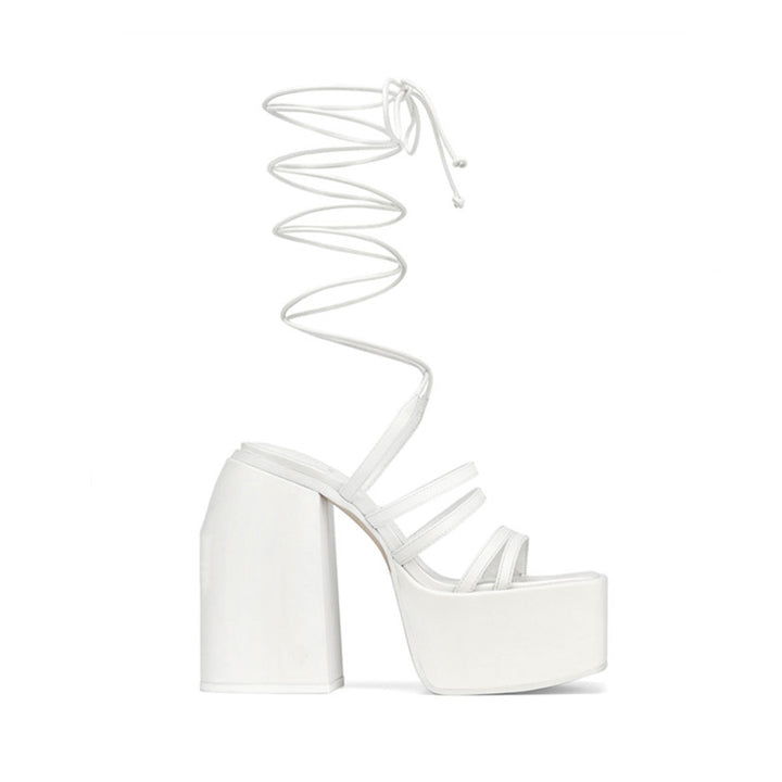 KIEMA Lace Up Block Heel Platform Sandals