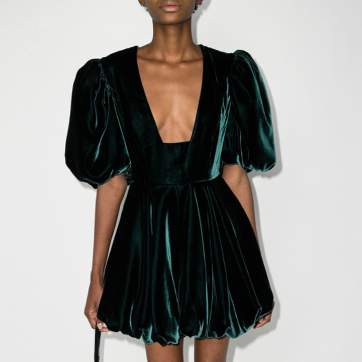 KIMRA Puff Sleeves Evening Dress Gown