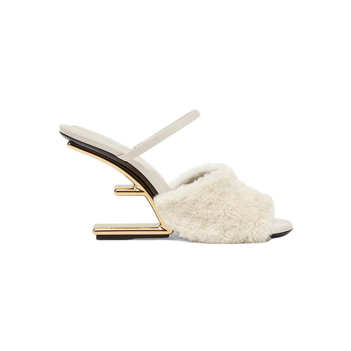 KINSA Fur Sculptured Heel Sandals