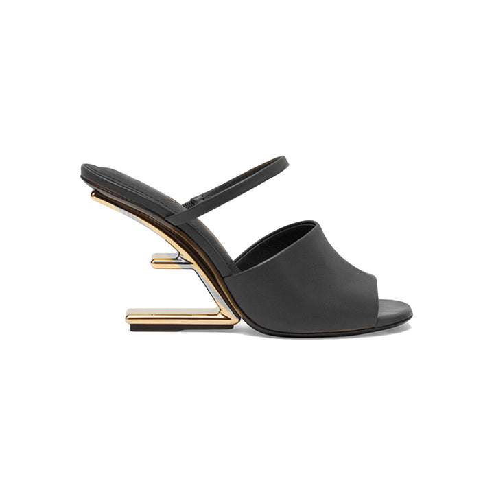 KINSA Leather Sculptured Heel Sandals