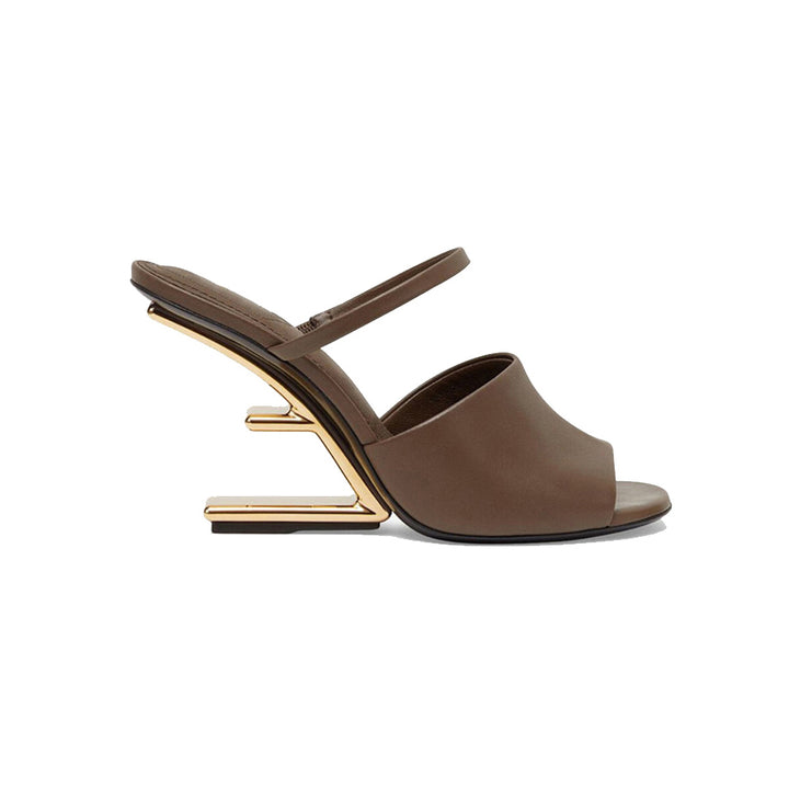 KINSA Leather Sculptured Heel Sandals