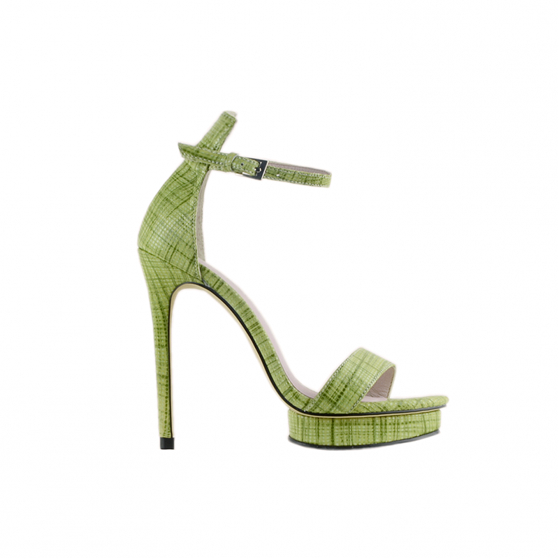KULMA Checkered Plaid Platform Leather High Heel Sandals - 12cm - ithelabel.com