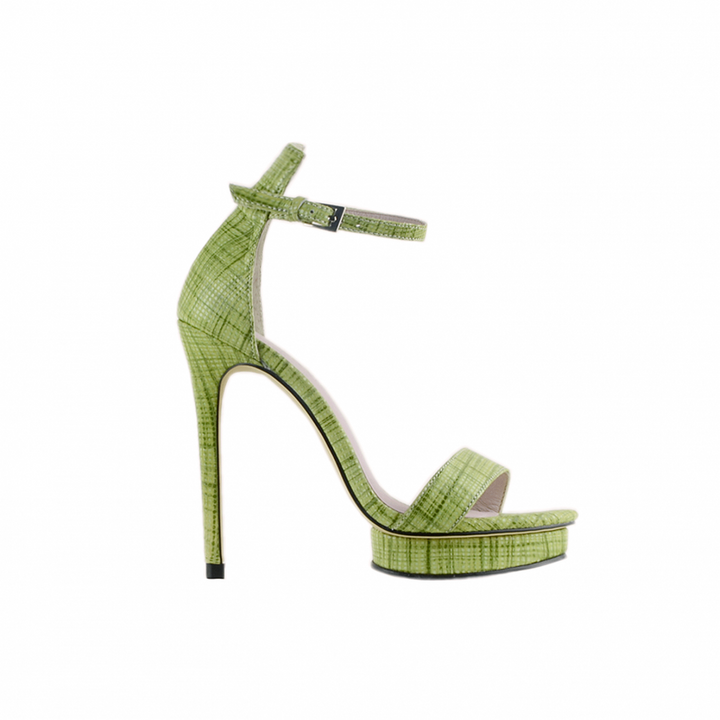 KULMA Checkered Plaid Platform Leather High Heel Sandals - 12cm - ithelabel.com