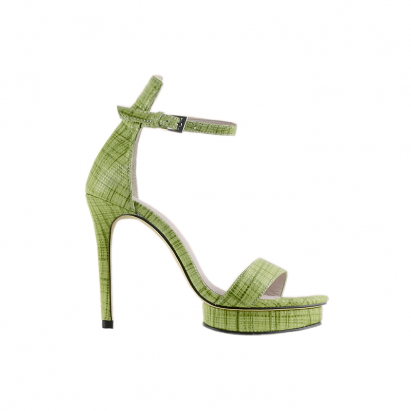 KULMA Checkered Plaid Platform Leather High Heel Sandals - 10cm - ithelabel.com