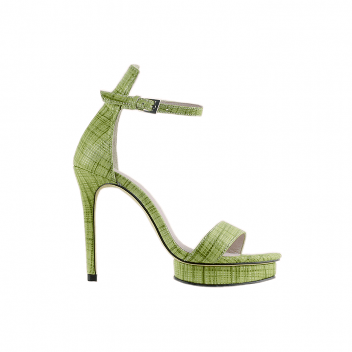 KULMA Checkered Plaid Platform Leather High Heel Sandals - 10cm - ithelabel.com