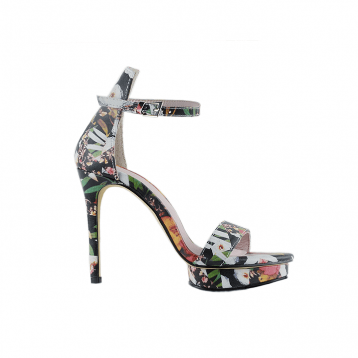 KULMA Printed Platform Leather High Heel Sandals - 10cm - ithelabel.com