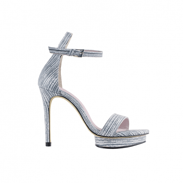 KULMA Striped Platform Leather High Heel Sandals - 10cm - ithelabel.com