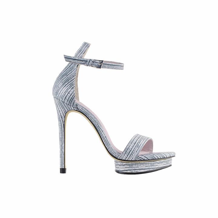 KULMA Striped Platform Leather High Heel Sandals - 12cm - ithelabel.com