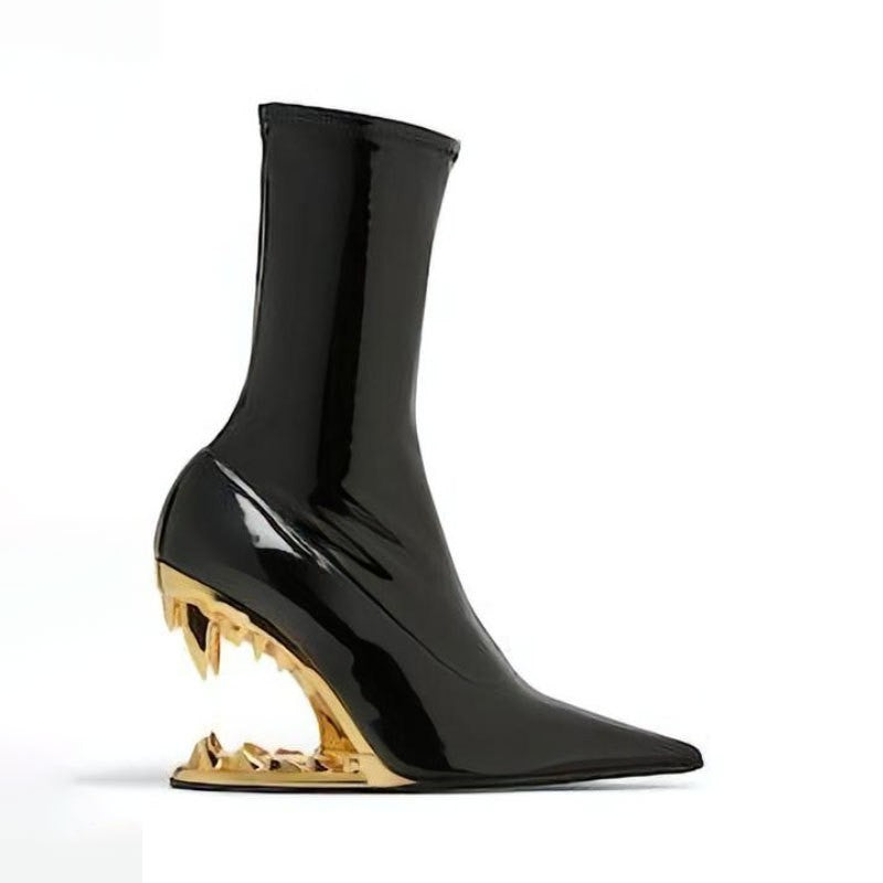 KULRE Sculptured Wedged Heel Ankle Boots