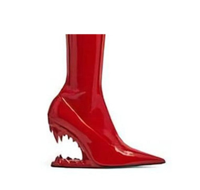 KULRE Sculptured Wedged Heel Ankle Boots