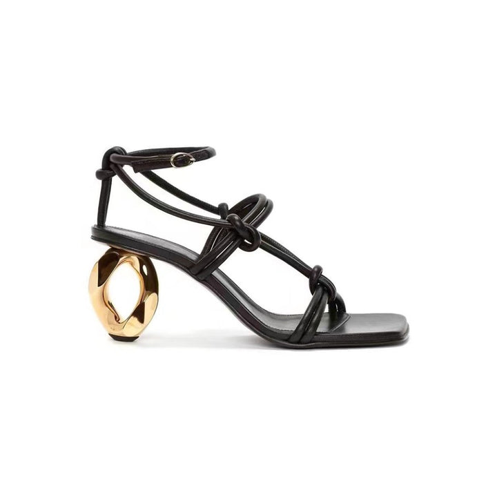 KUMEU Ankle Strap Sculptured Heel Sandals