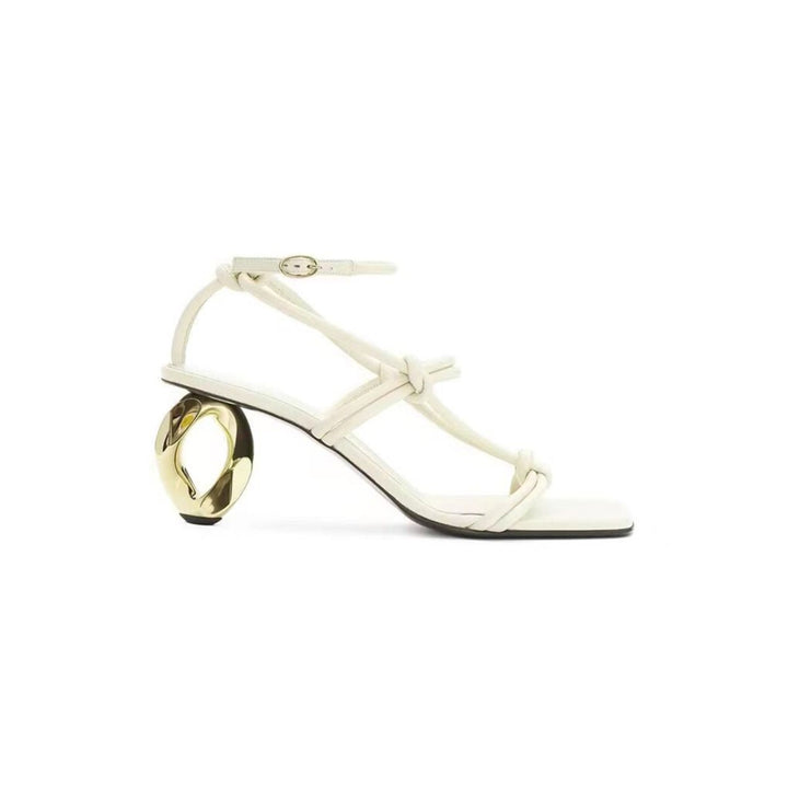 KUMEU Ankle Strap Sculptured Heel Sandals