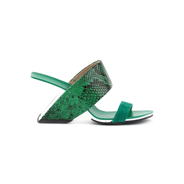 KUMIY Printed Leather Mules Sandals
