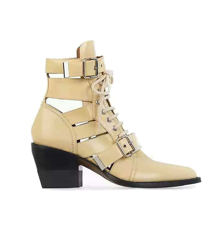 KUNIX Cut Out Biker Ankle Western Cowboy Boots - ithelabel.com