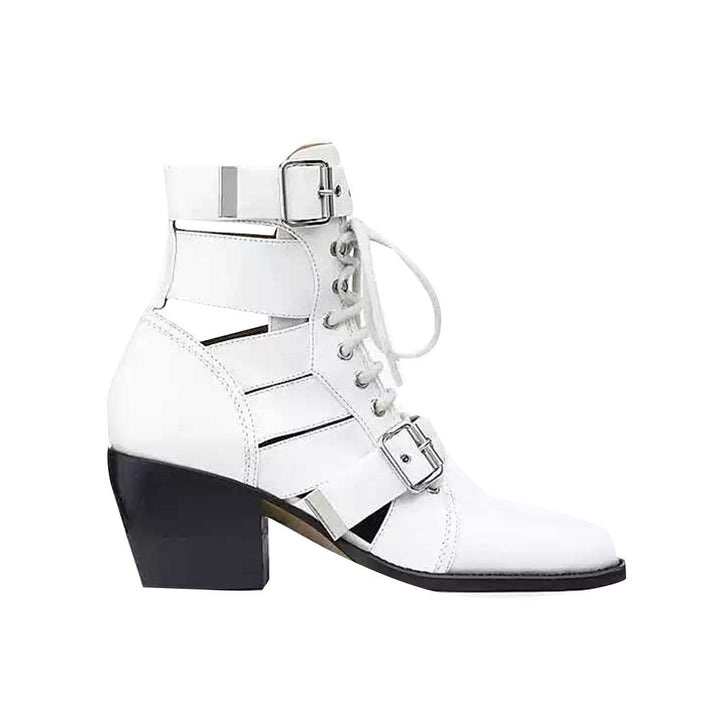 KUNIX Cut Out Biker Ankle Western Cowboy Boots - ithelabel.com