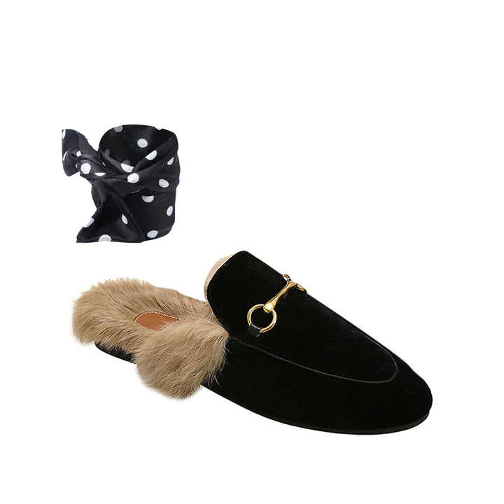 LEURA Basic Flat Scarf Slides Slippers