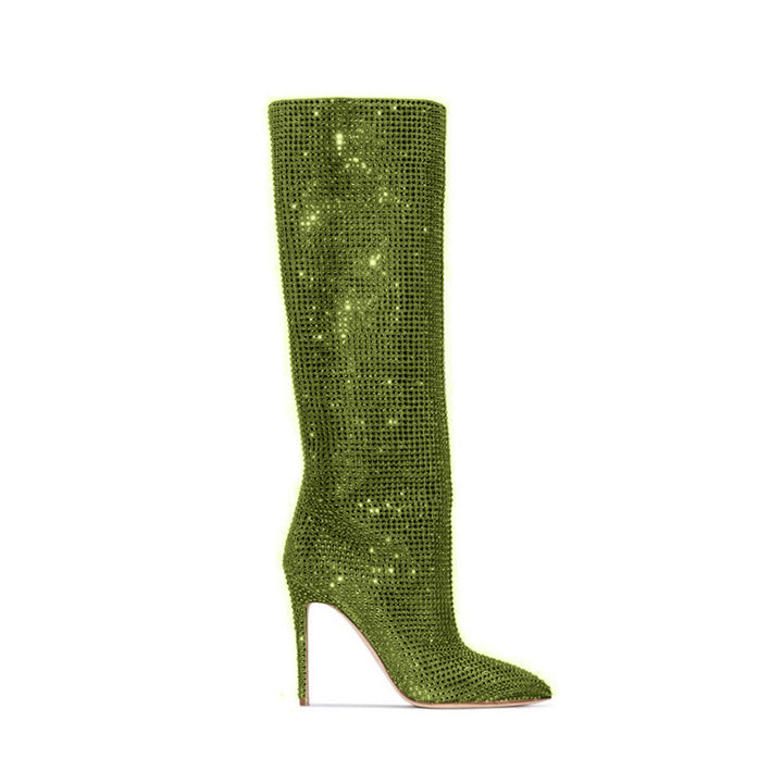 LIRID Diamante Stiletto Heel Knee High Boots