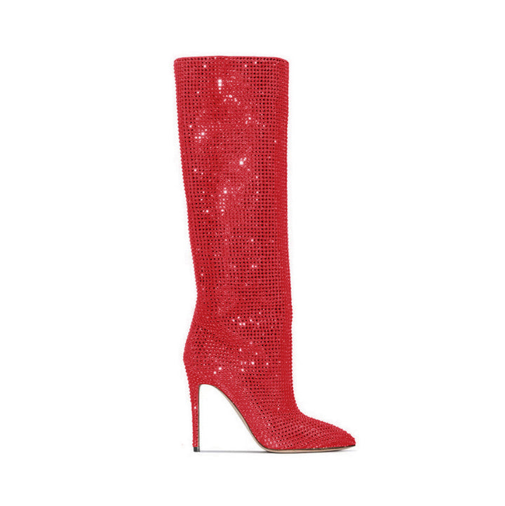 LIRID Diamante Stiletto Heel Knee High Boots