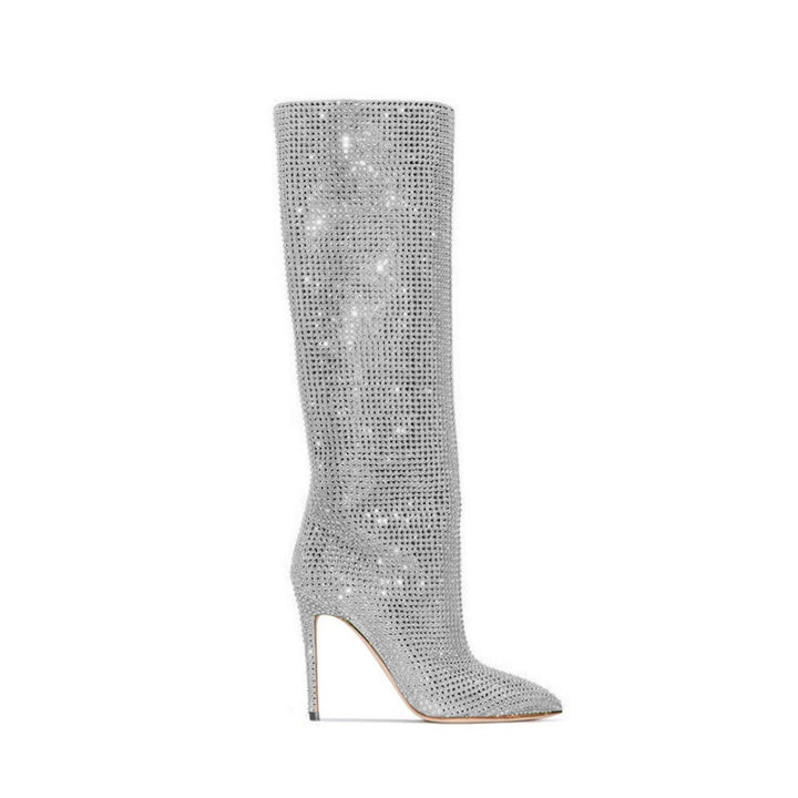 LIRID Diamante Stiletto Heel Knee High Boots