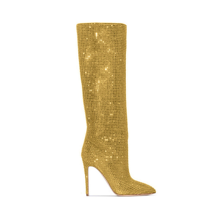 LIRID Diamante Stiletto Heel Knee High Boots