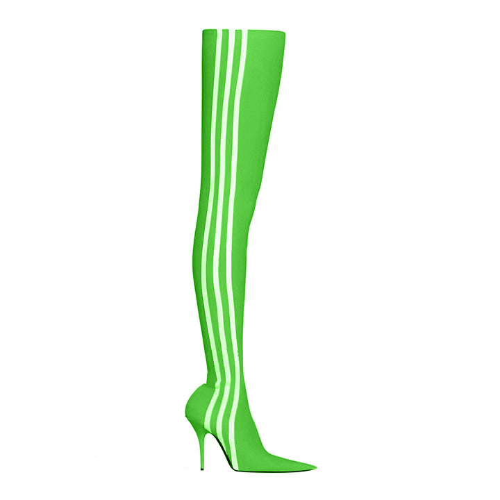 MAWEL Striped High Heel Over The Knee Boots