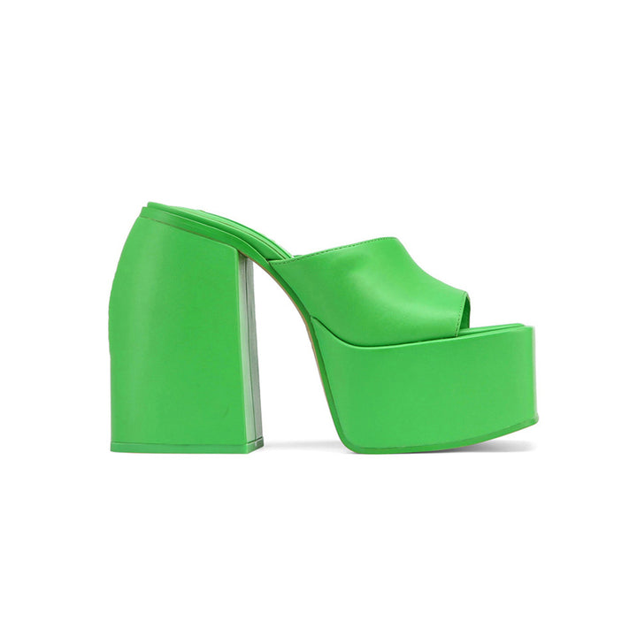MOCRE Block Heel Platform Mules Sandals