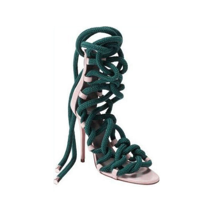 MURRY Lace Up High Heel Rope Sandals