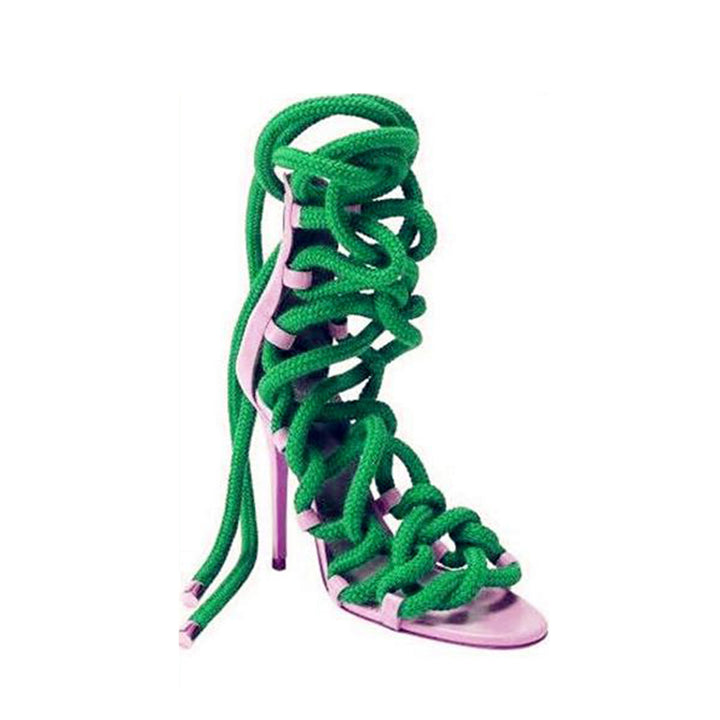 MURRY Lace Up High Heel Rope Sandals