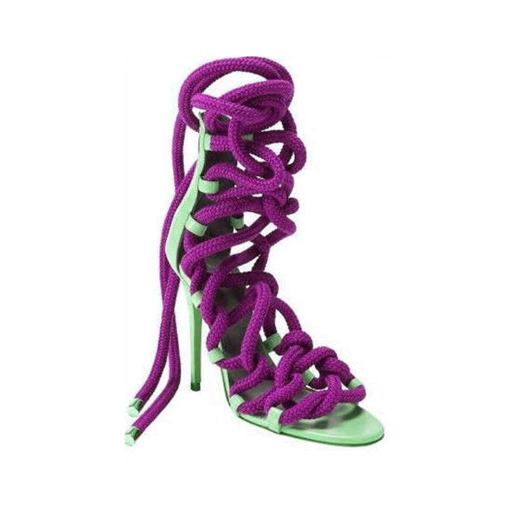 MURRY Lace Up High Heel Rope Sandals