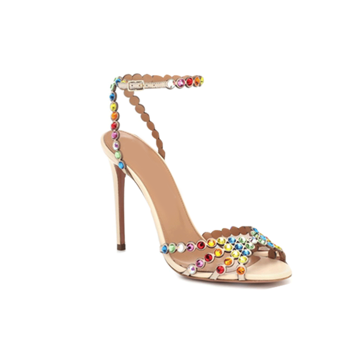 NICHA Diamante Ankle Strap Suede High Heel Sandals - 10cm - ithelabel.com