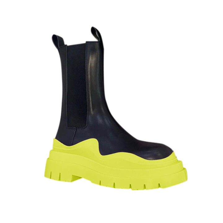 PAULA Bi-Color Leather Ankle Boots