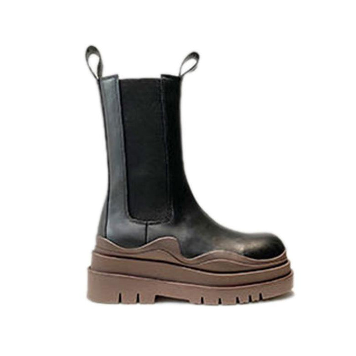 PAULA Basic Bi-Color Leather Ankle Boots - ithelabel.com