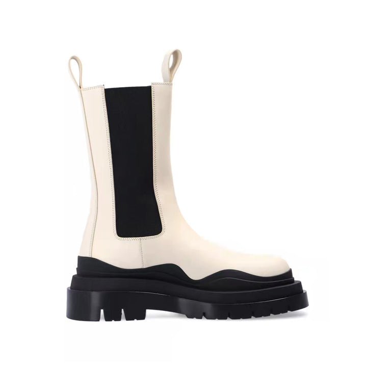 PAULA Bi-Color Leather Ankle Boots