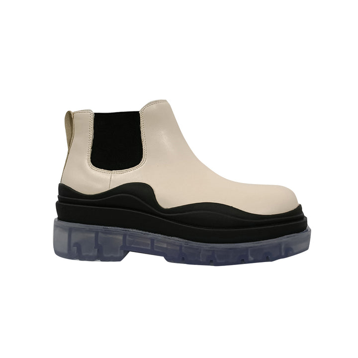 PAULA Bi-Color Leather Ankle Boots