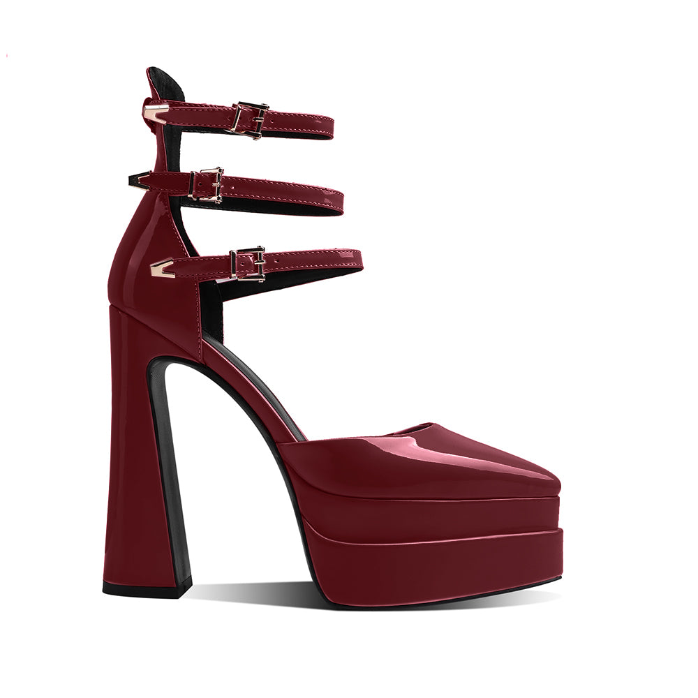 QEIVA Block Heel Platform Sandals