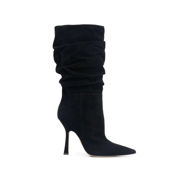 QITEN Stiletto Heel Suede Slouchy Ankle Boots