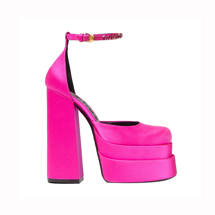 QUITA Ankle Strap Block Heel Platform Sandals