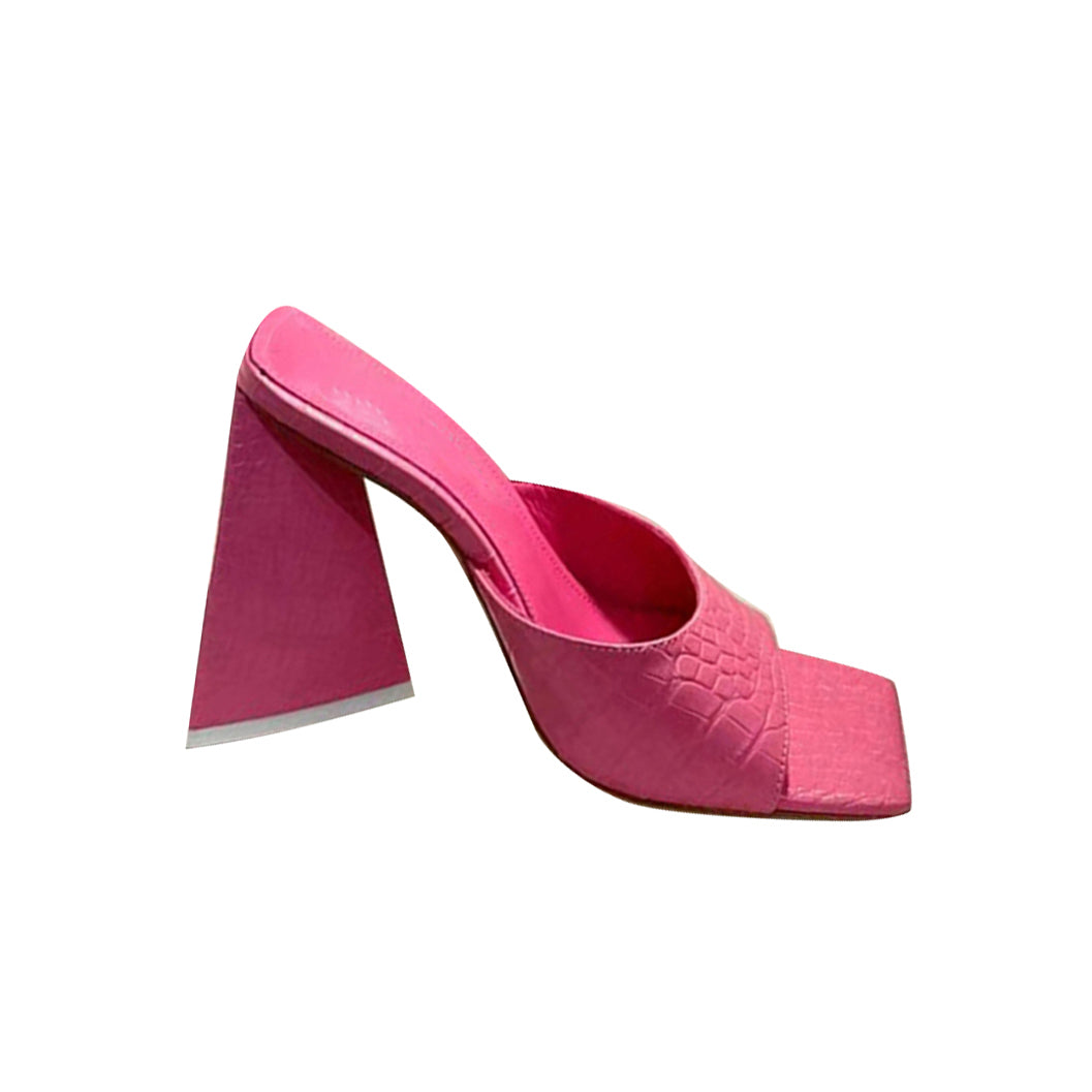 RADIA Block Heel Leather Mules Sandals