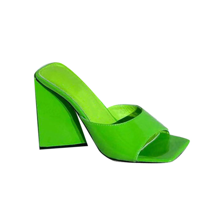 RADIA Block Heel Patent Leather Mules Sandals