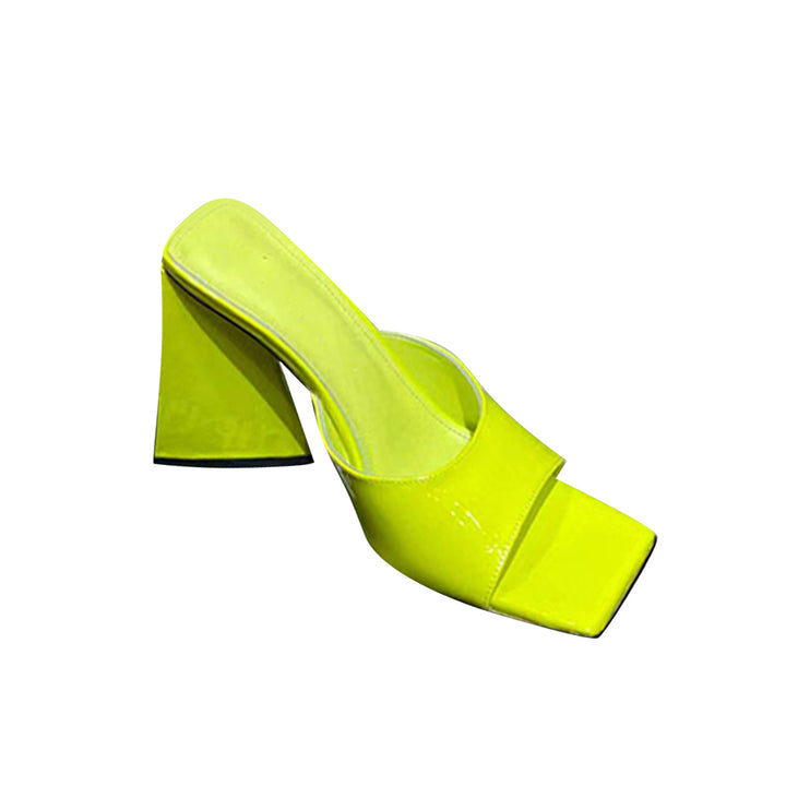 RADIA Block Heel Patent Leather Mules Sandals
