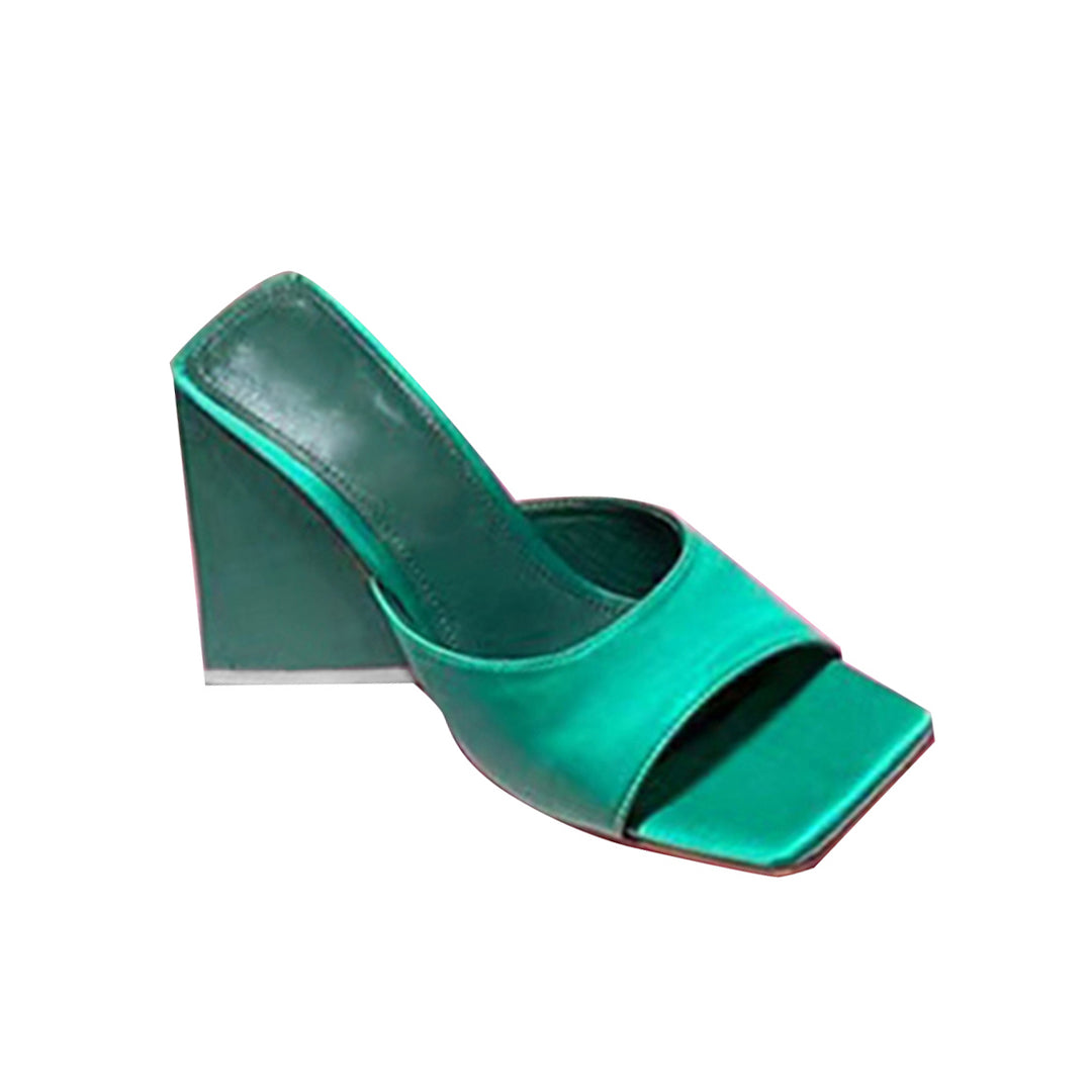 RADIA Block Heel Satin Mules Sandals