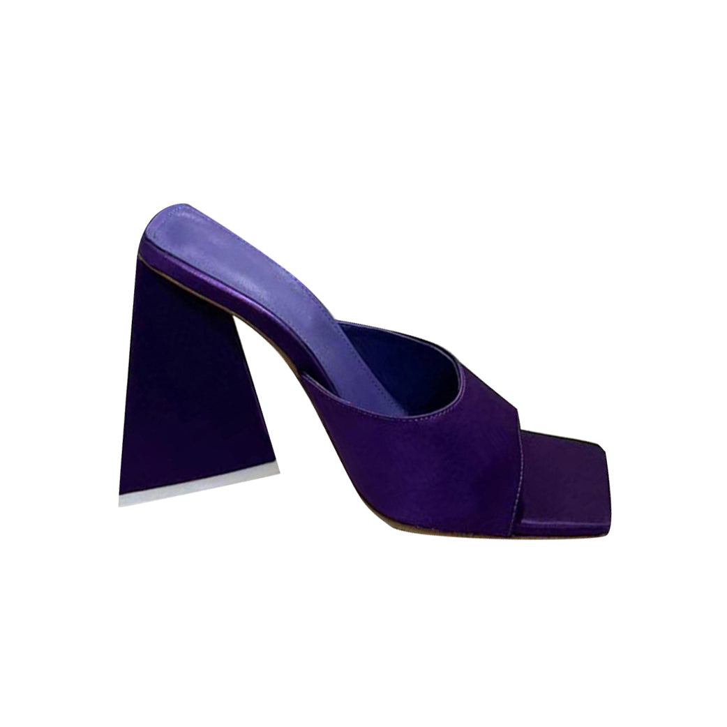 RADIA Block Heel Satin Mules Sandals