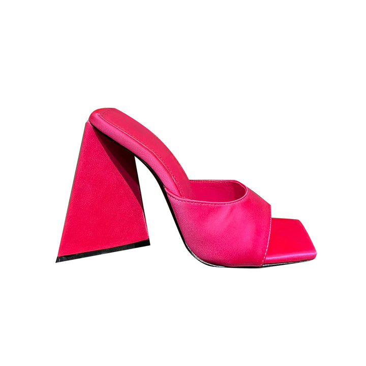 RADIA Block Heel Satin Mules Sandals
