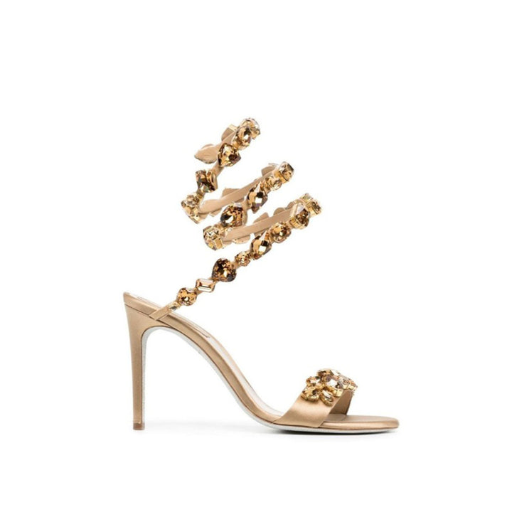 RADUI Diamante Wrap Mid Heel Sandals - 8cm
