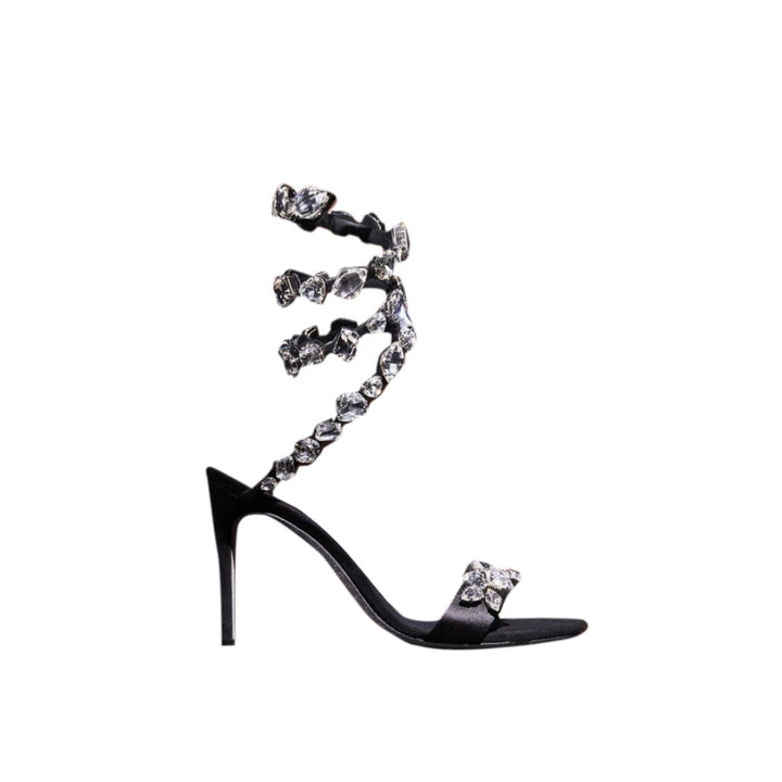 RADUI Diamante Wrap Mid Heel Sandals - 8cm