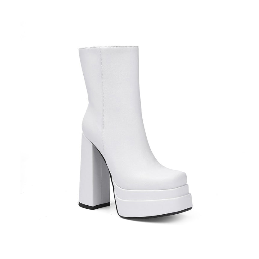 White hotsell platform booties