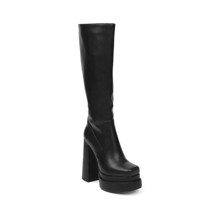 RAFEV Block Heel Platform Knee High Boots